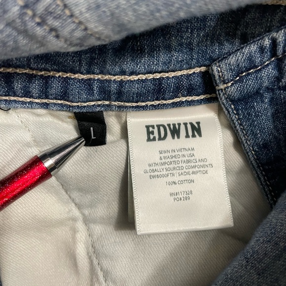 NWT Anthropologie Edwin Sadie Utility Denim Overalls RipTide Size L - Picture 8 of 10